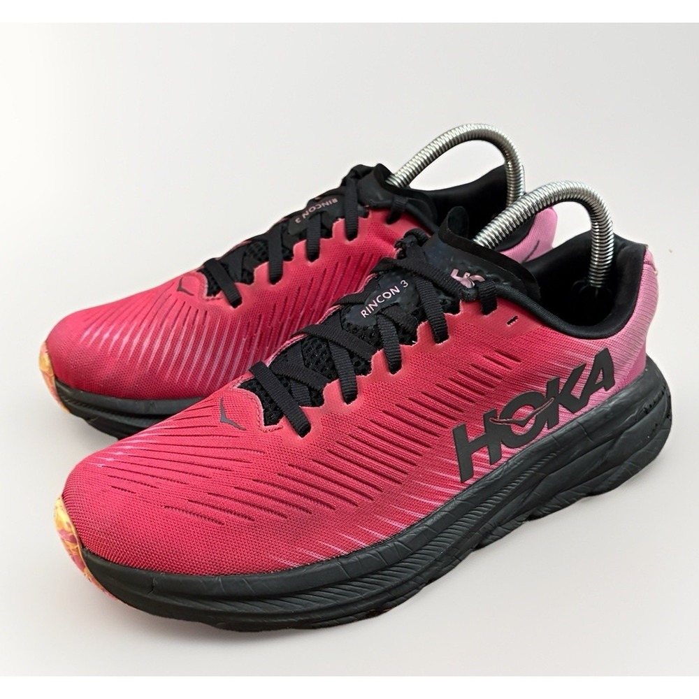Hoka One One Rincon 3 Women Size 7.5 Raspberry Black Running Shoes 1119396 RSRW